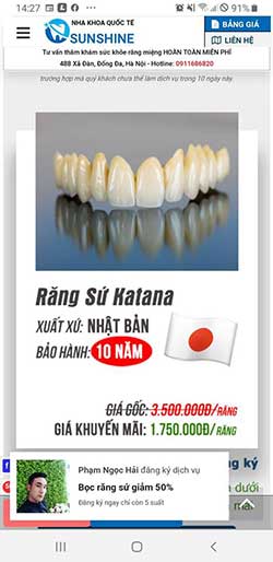 Thẻ bảo hành răng sứ katana